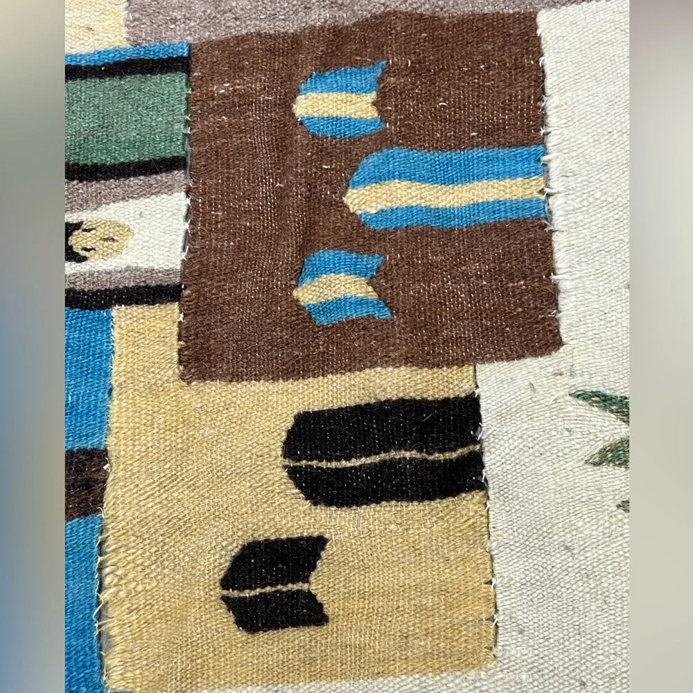 Egyptian Hand Woven Tapestry- 5 FT Wall Hanging-Folk Art Egypt-Wool Kilim Rug
